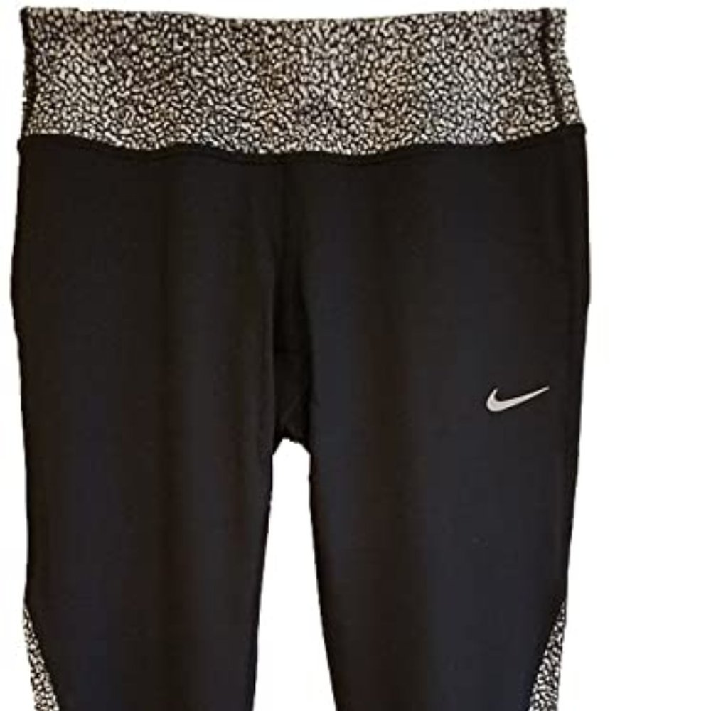 Nike Dri-Fit Running Training Tights Black Print